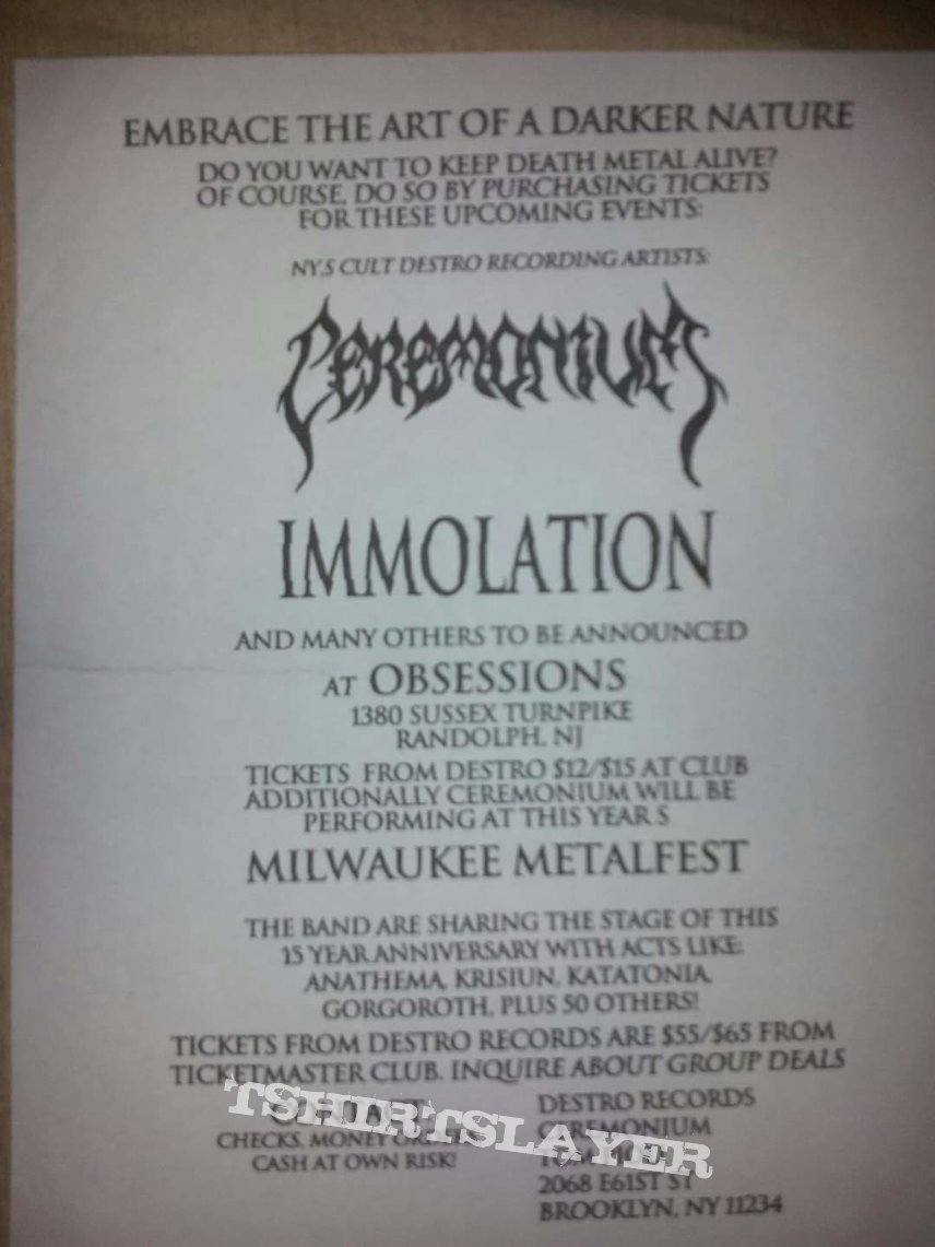 Immolation Obsessions flyer