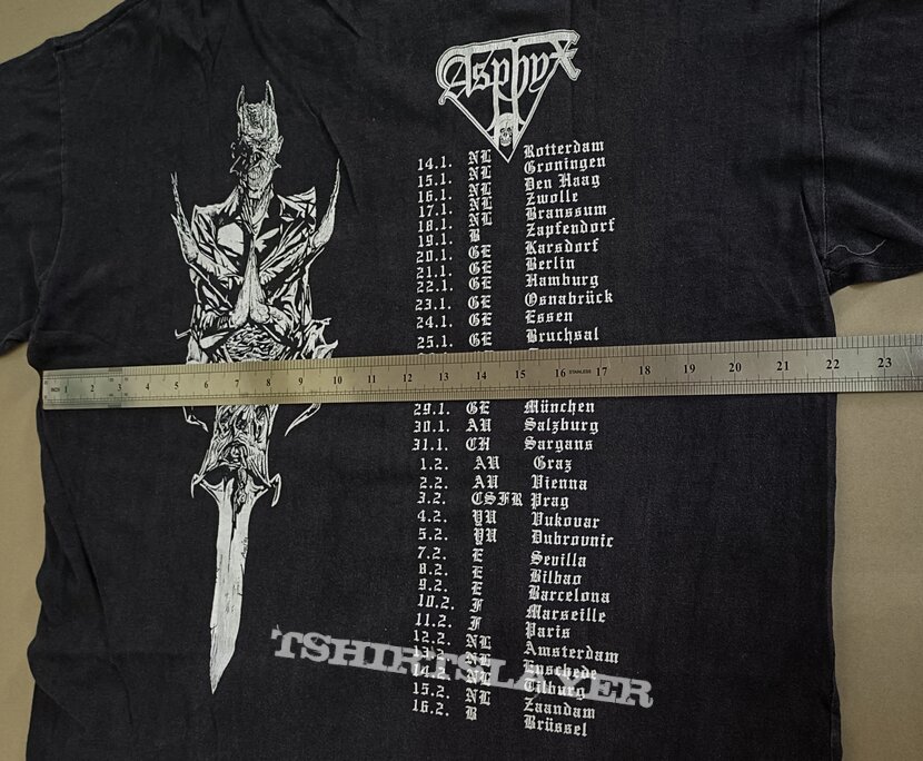 Vtg Asphyx the rack tour 1992 shirt