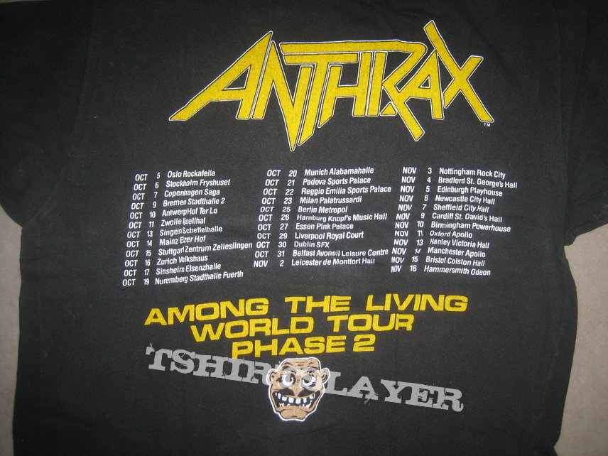 Anthrax Among The Living World Tour Phase 2 Shirt