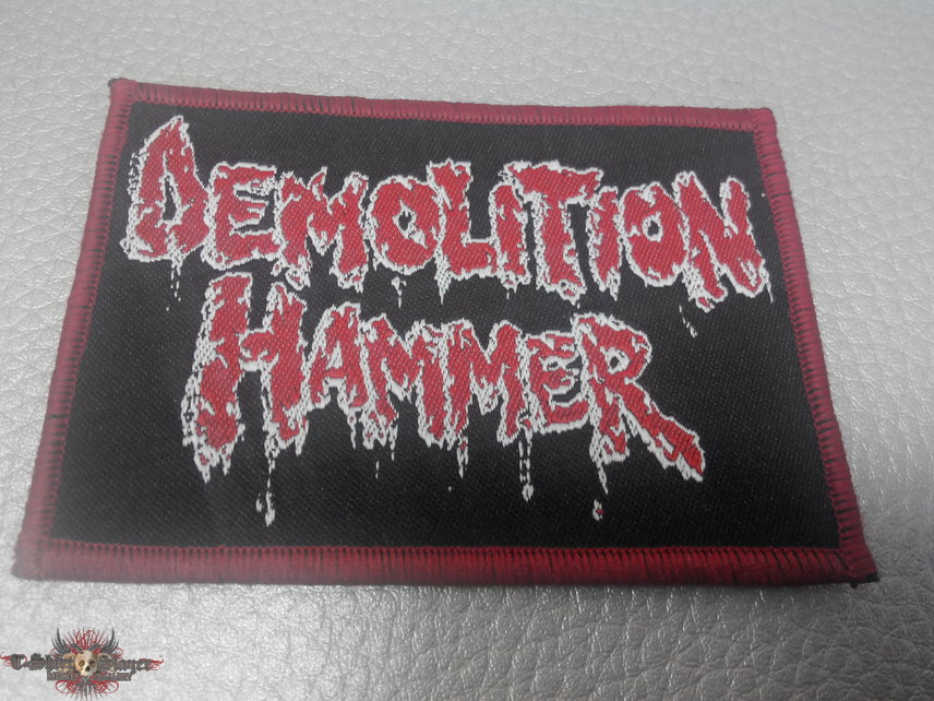 Demolition Hammer - RED/WHITE LOGO ( RED  BORDER ) woven patch Brand New