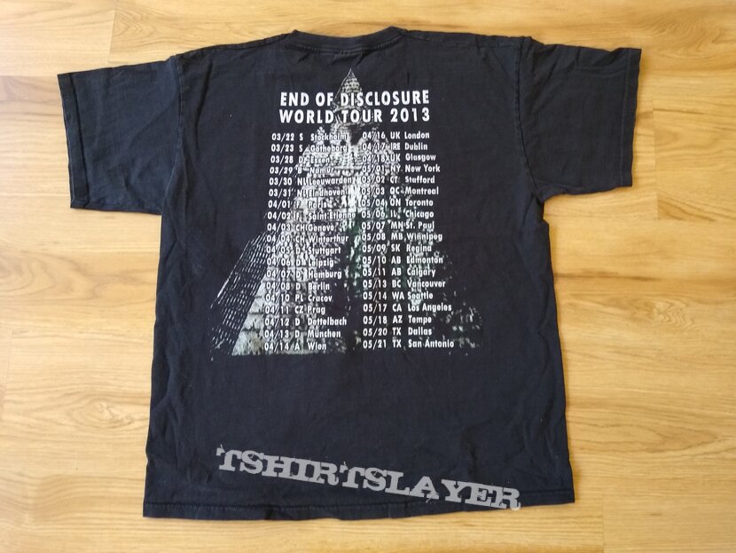 Hypocrisy &quot; End Of Disclosure World Tour 2013 &quot; t - shirt size - XL