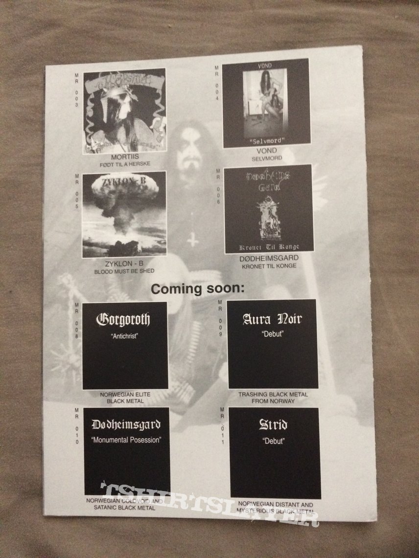 Gorgoroth Antichrist 1st press and Malicious Records merch sheets