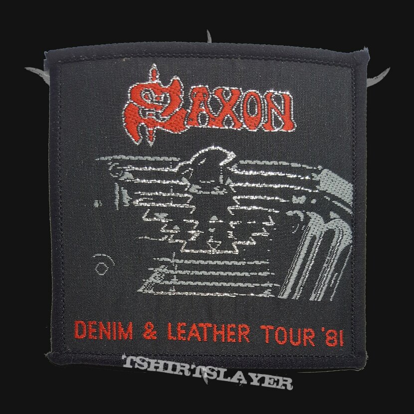 Saxon - Denim &amp; Leather Tour &#039;81 [Blackborder, Tour Patch, Mint]