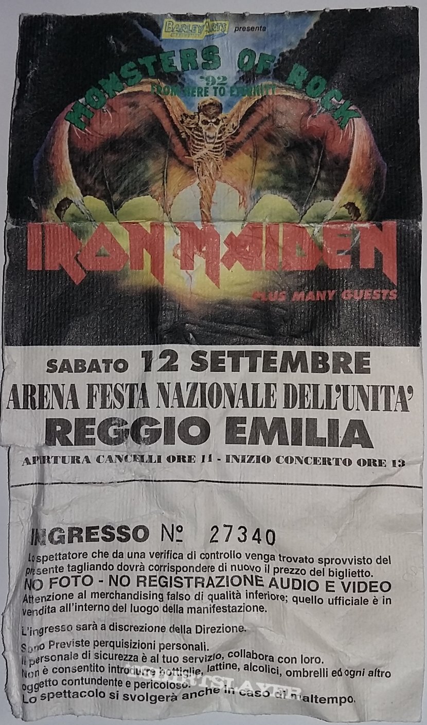 Iron Maiden Monsters Of Rock 1992 - Reggio Emilia/Italy