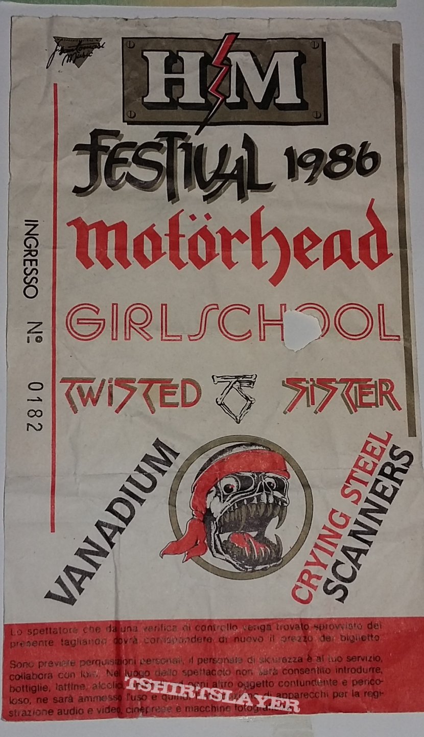 Motörhead H.M. Festival 1986 - Bologna/Italy | TShirtSlayer TShirt and  BattleJacket Gallery