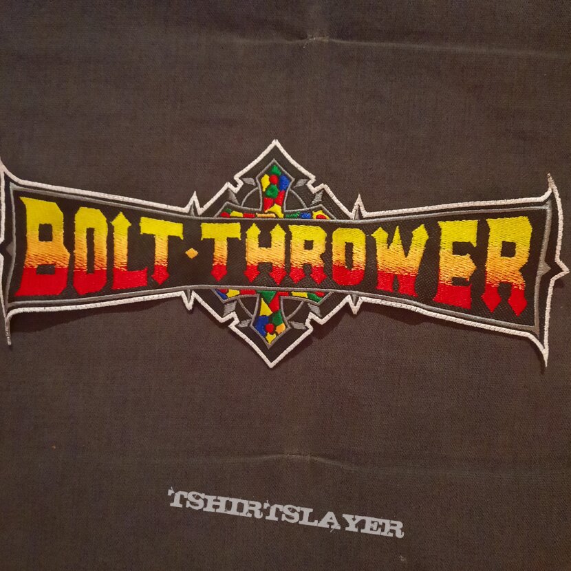 Bolt Thrower shaped woven backpatch