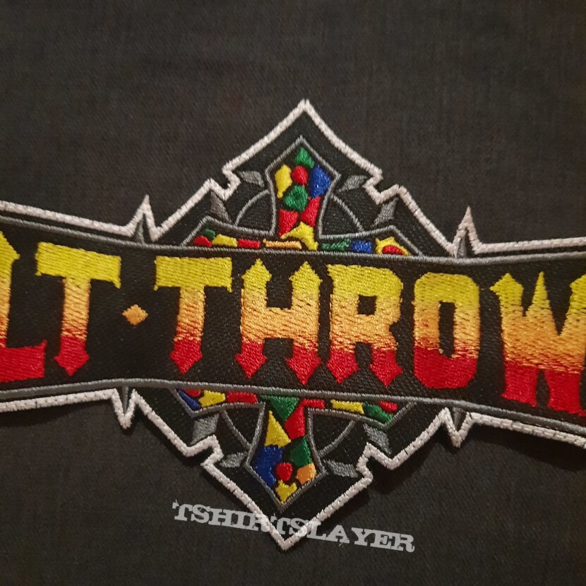 Bolt Thrower shaped woven backpatch