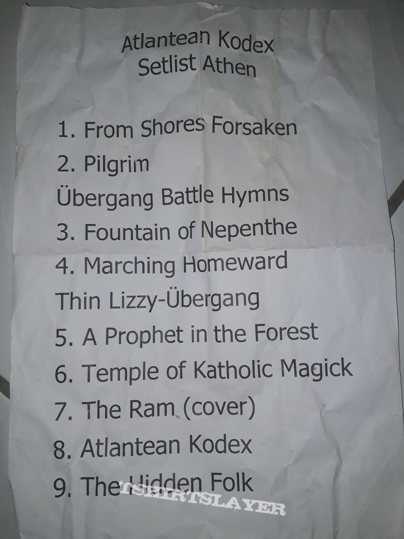 Atlantean Kodex 2010 or 2011 Athenian setlist