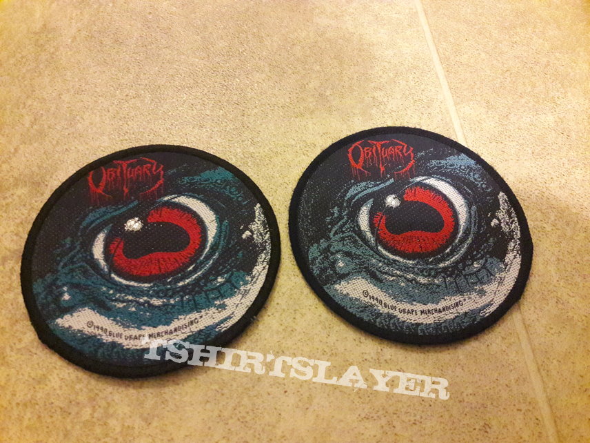 Obituary Cause Of Death Circle Patches blue and black border