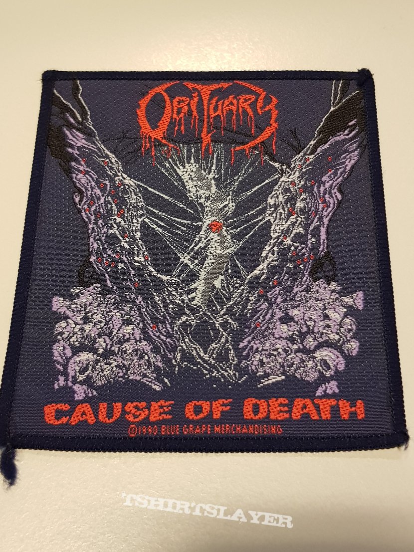 Obituary - Cause Of Death - Vintage Patch - BLUE border - 1990 Blue Grape