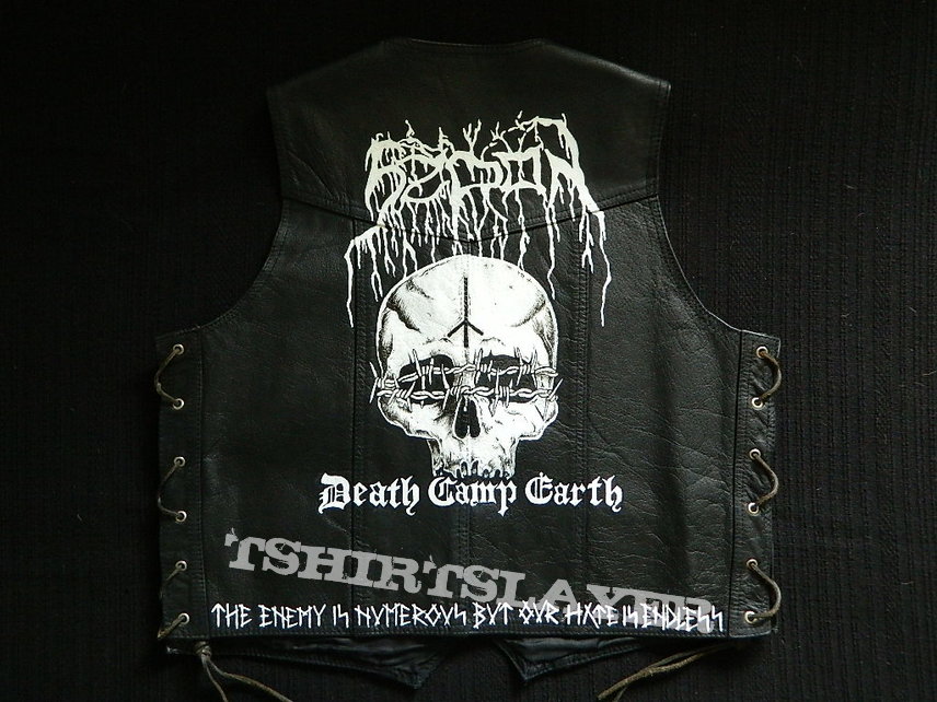 Szron Death Camp Earth leather vest hand painted