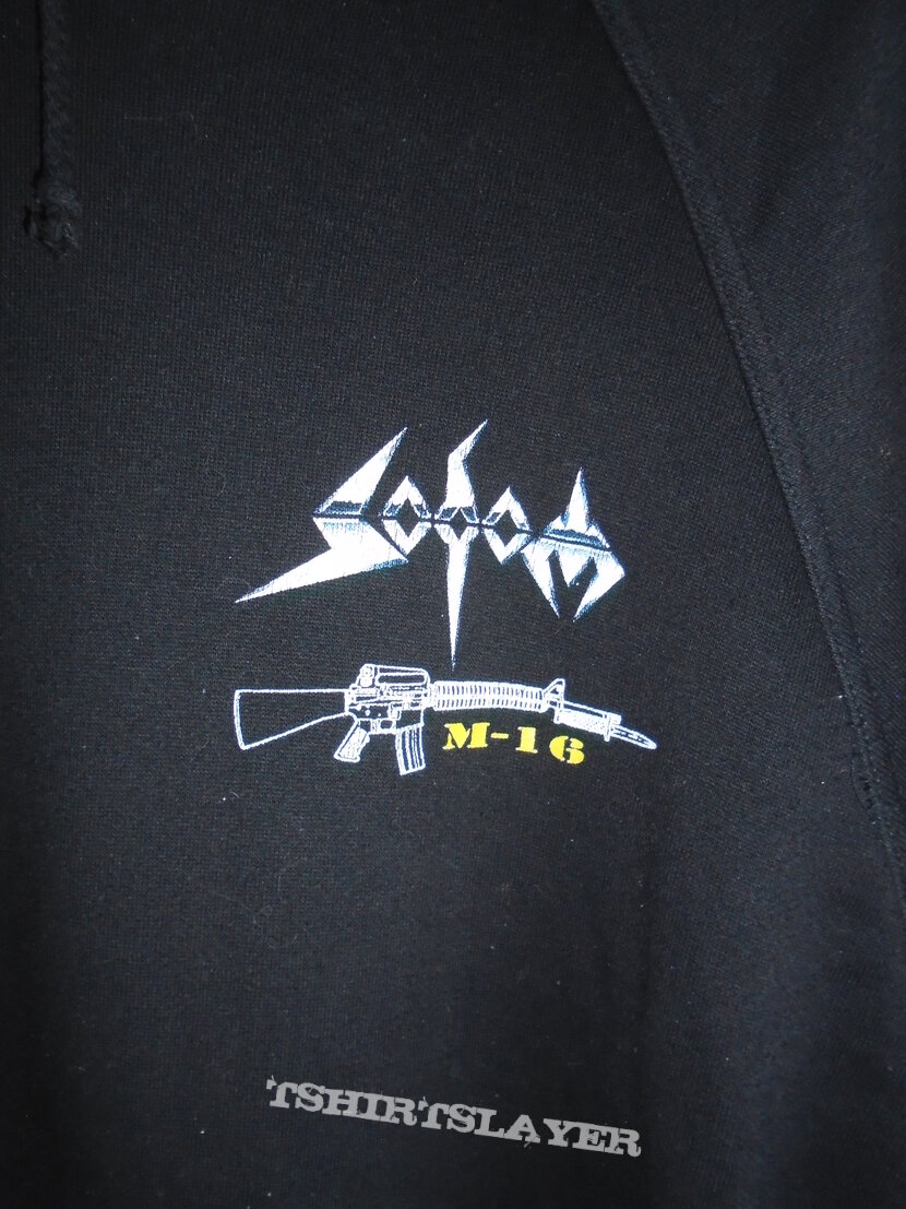 Sodom &#039;M-16&#039; Hoodie with Morbid Angel Face Cover