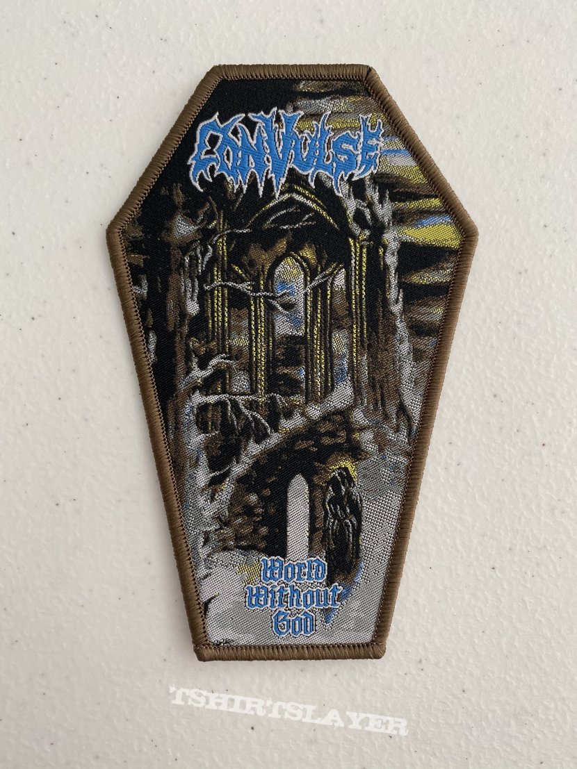 Convulse - World Without God woven patch coffin
