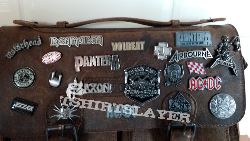 Motörhead Started pin collection on leather bag