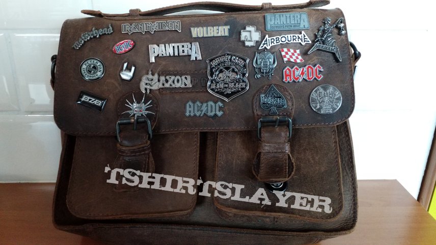 Motörhead Started pin collection on leather bag