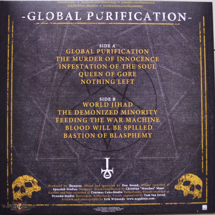 THANATOS Global Purification Original Silver Vinyl | TShirtSlayer TShirt  and BattleJacket Gallery