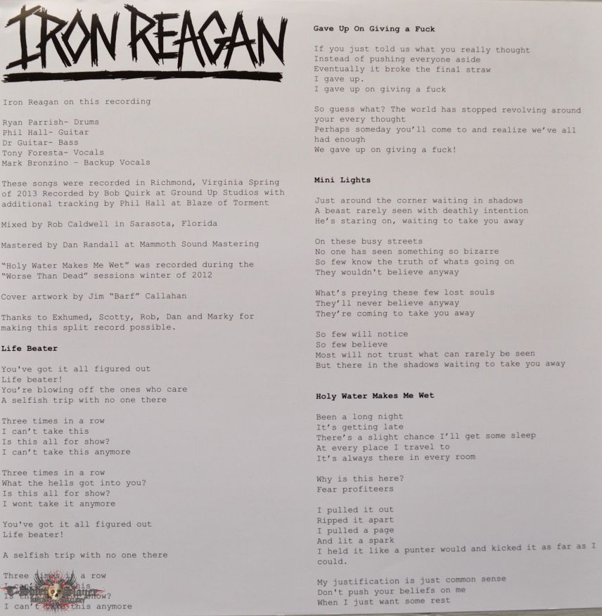IRON REAGAN Exhumed / Iron Reagan Red/Black Half/Half With Splatter  Original Vinyl