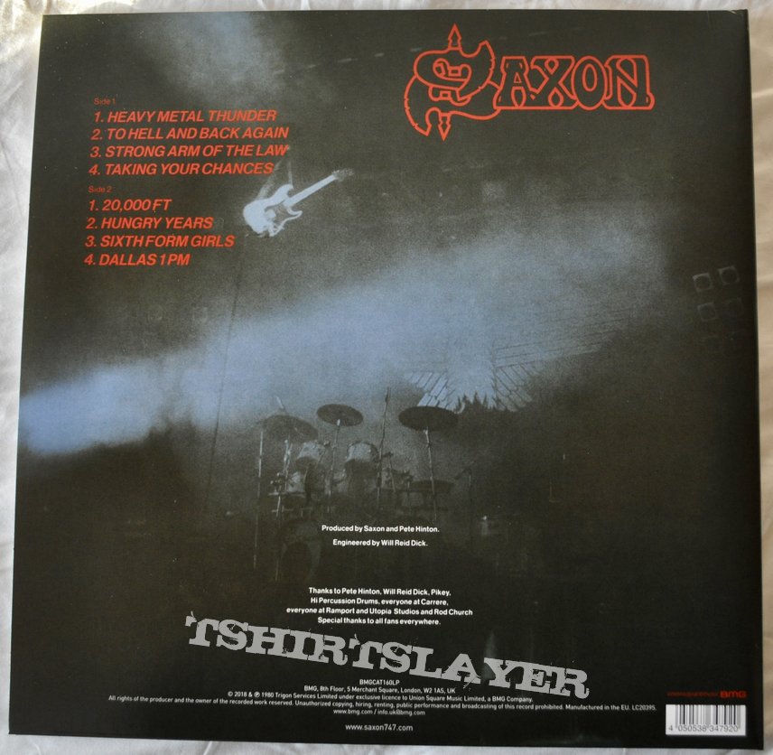 Saxon ‎– Strong Arm Of The Law White Splatter Vinyl