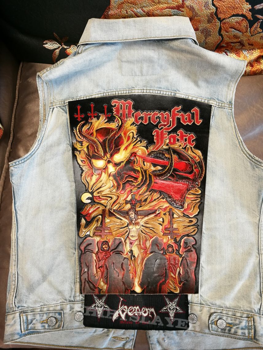 Mercyful Fate leather embossment + carved backpatch