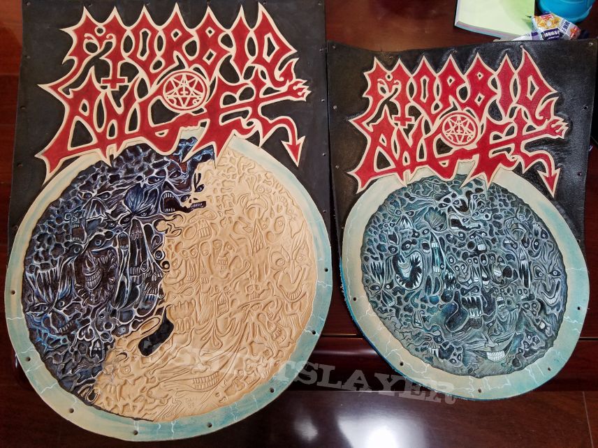 Morbid Angel hand crafted leather backpatch, new version 2.0
