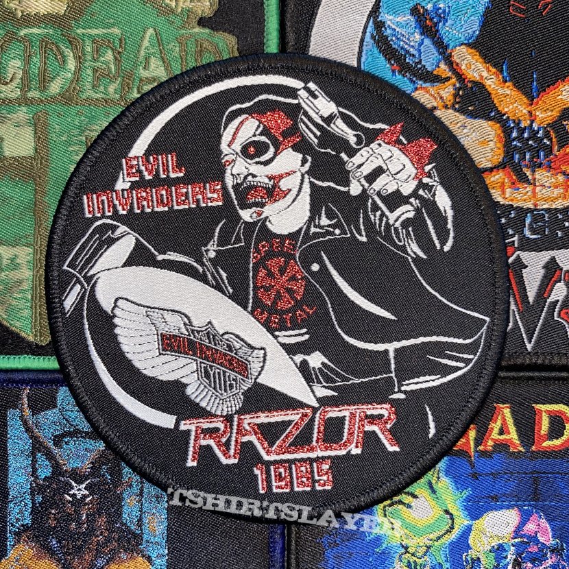 Razor - Evil Invaders Woven Patch (Black border)