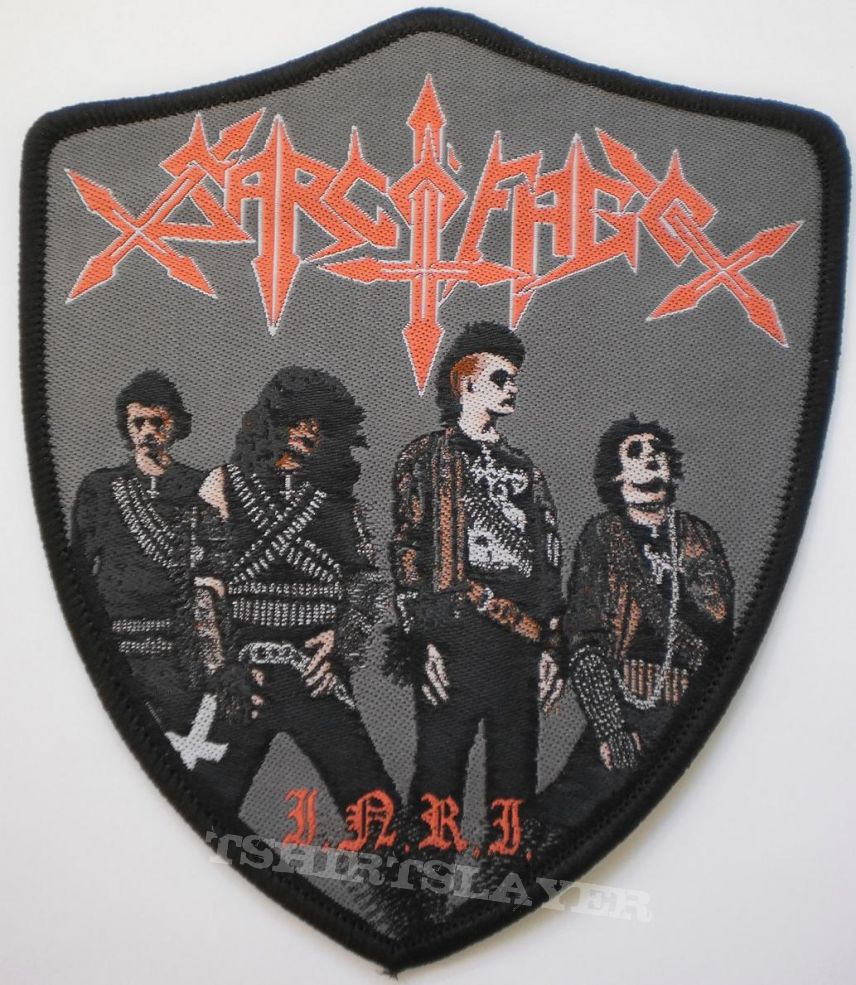 Patch - Sarcófago INRI woven shield patch Patch - Sarcófago INRI woven shield patch