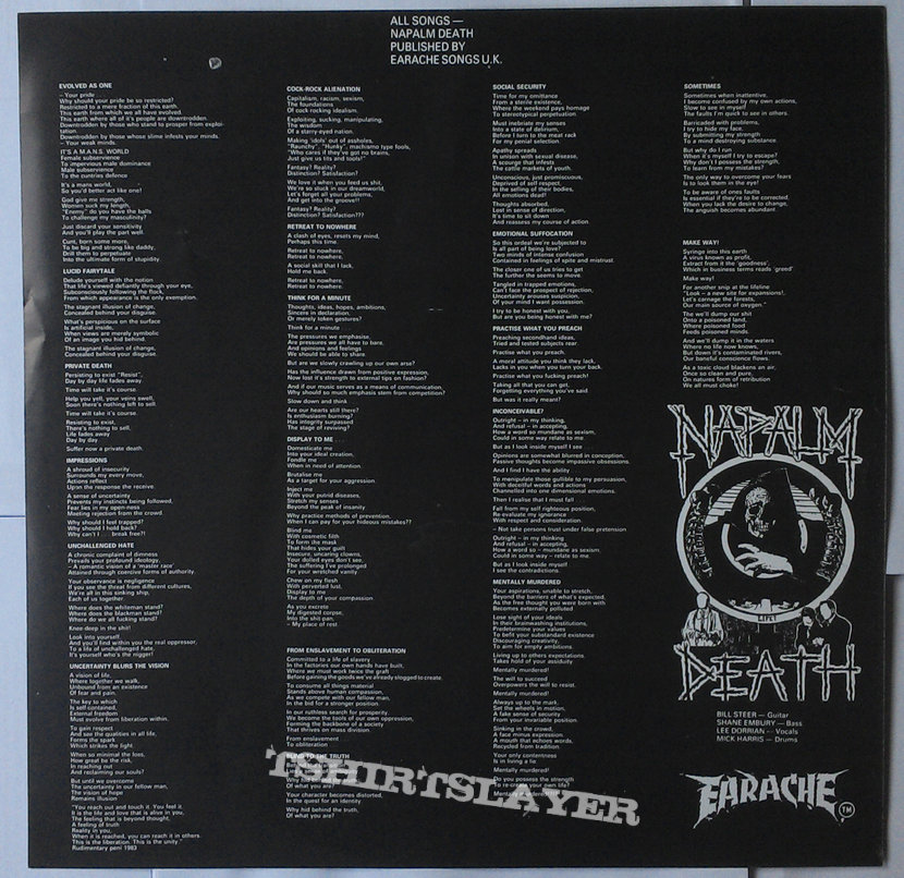 Napalm Death - From Enslavement To Obliteration gatefold LP