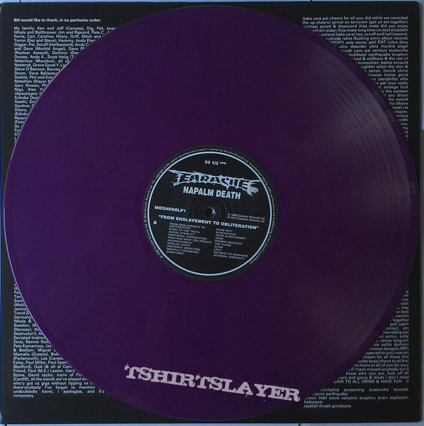 Napalm Death - From Enslavement To Obliteration purple LP Re-Release