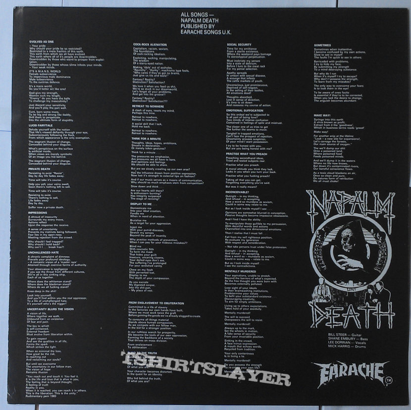 Napalm Death - From Enslavement To Obliteration LP first press