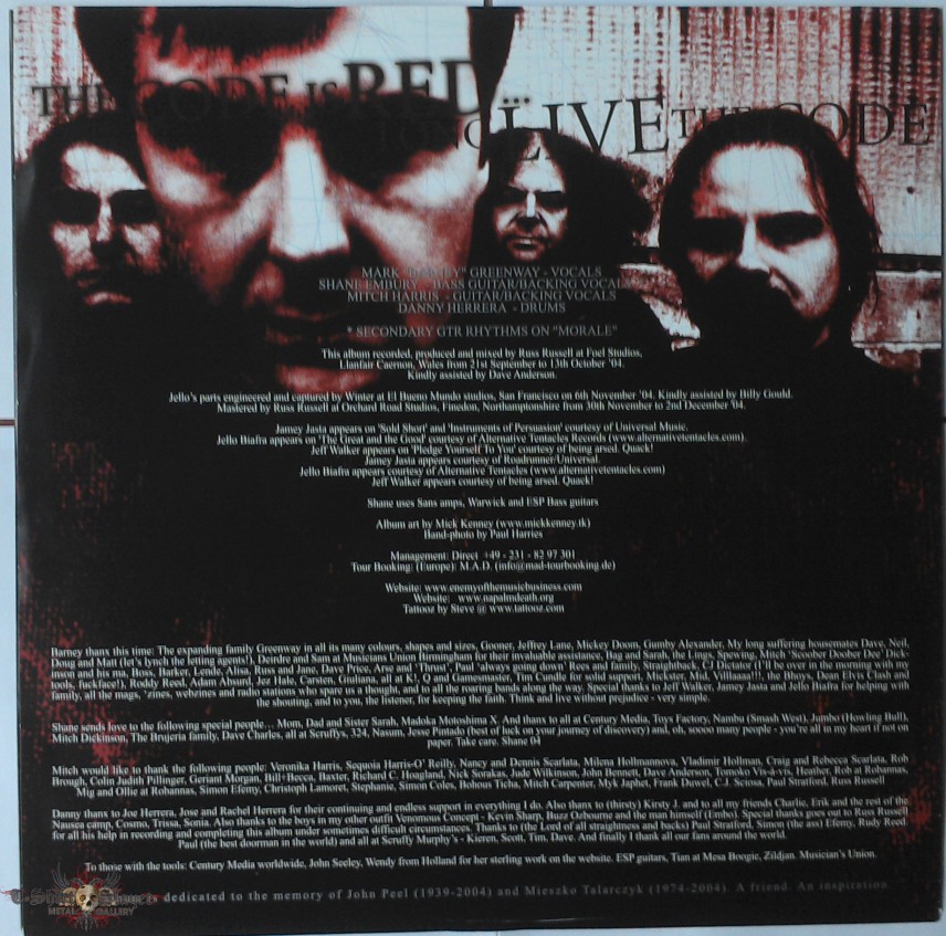 Napalm Death - The Code Is Red... Long Live The Code Pic LP Napalm Death - The Code Is Red... Long Live The Code Pic LP