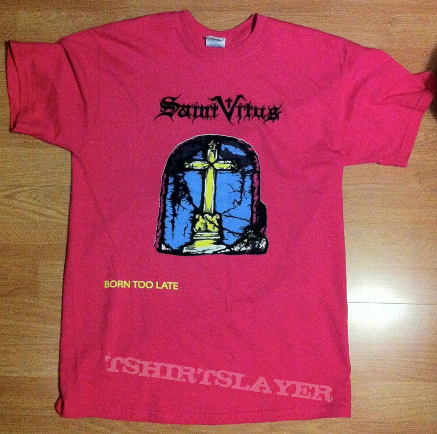 Saint Vitus - Born Too Late pink tshirt | TShirtSlayer TShirt and ...