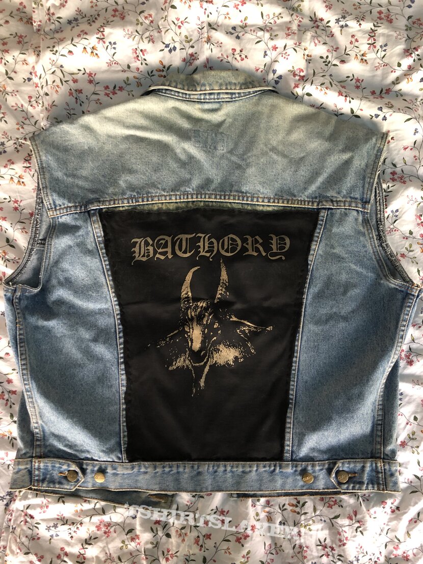 Bathory golden goat backpatch jeans vest