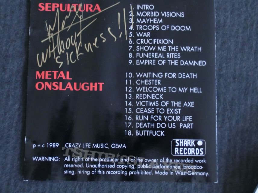 Sepultura &quot;Morbid Visions&quot; signed 1989 + Metal Onslaught &quot;Cease To exist&quot;