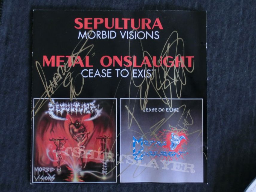 Sepultura &quot;Morbid Visions&quot; signed 1989 + Metal Onslaught &quot;Cease To exist&quot;