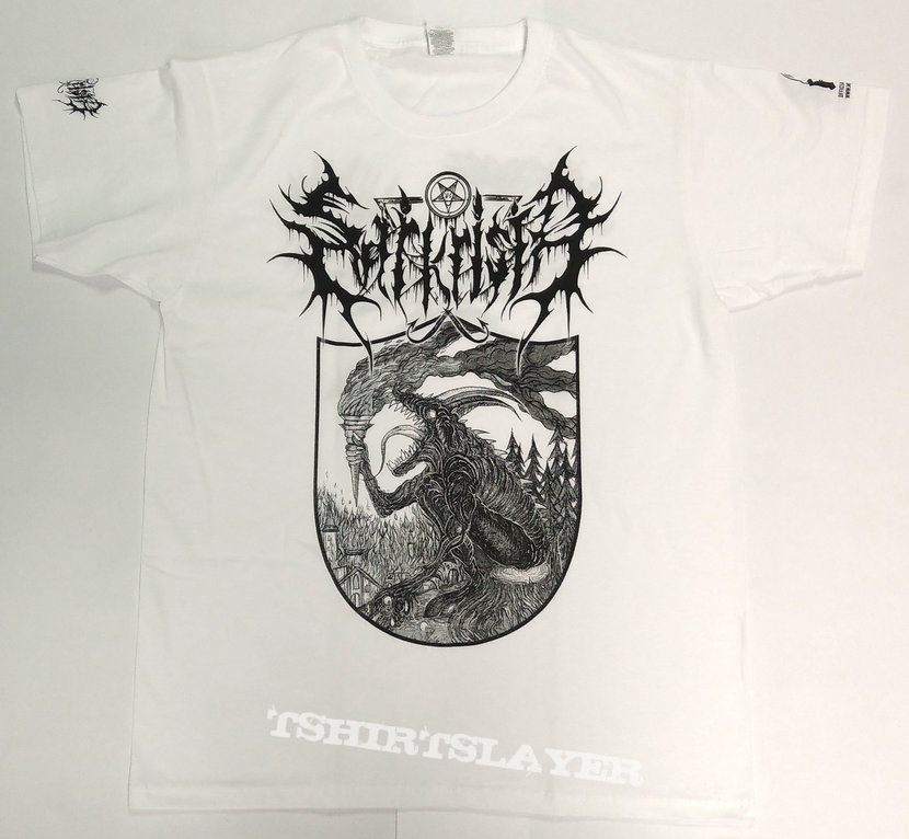 SARKRISTA - Black Devouring Flames (White T-Shirt)