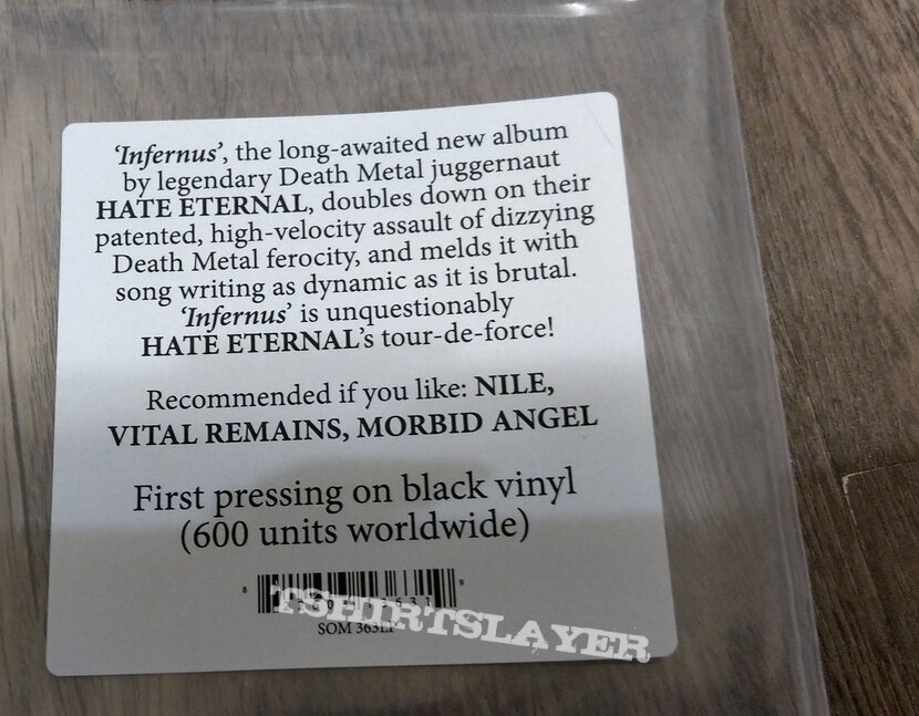 HATE ETERNAL - Infernus (Black Vinyl) 1st press Ltd. 600 copies