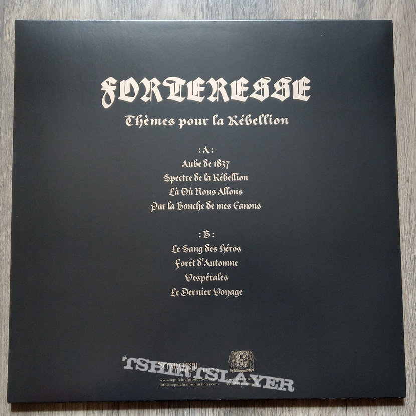 FORTERESSE - Themes Pour La Rebellion (Black Vinyl) | TShirtSlayer TShirt  and BattleJacket Gallery