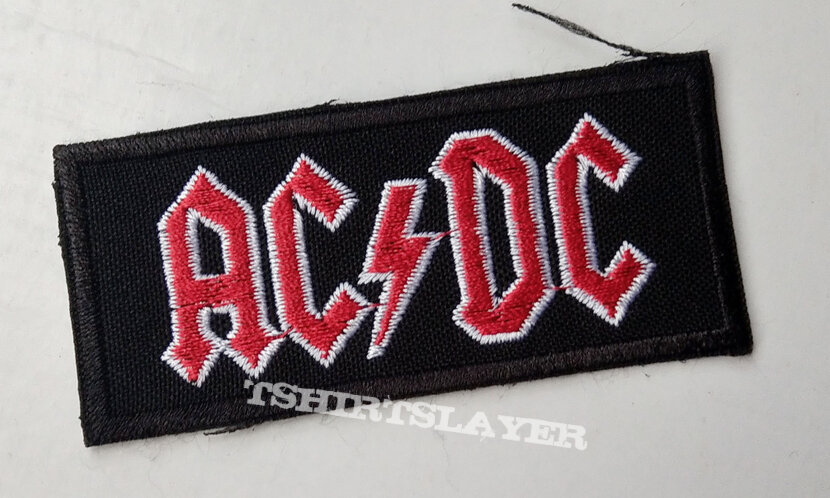 AC/DC - White+Red Logo 85X40 mm (embroidered)
