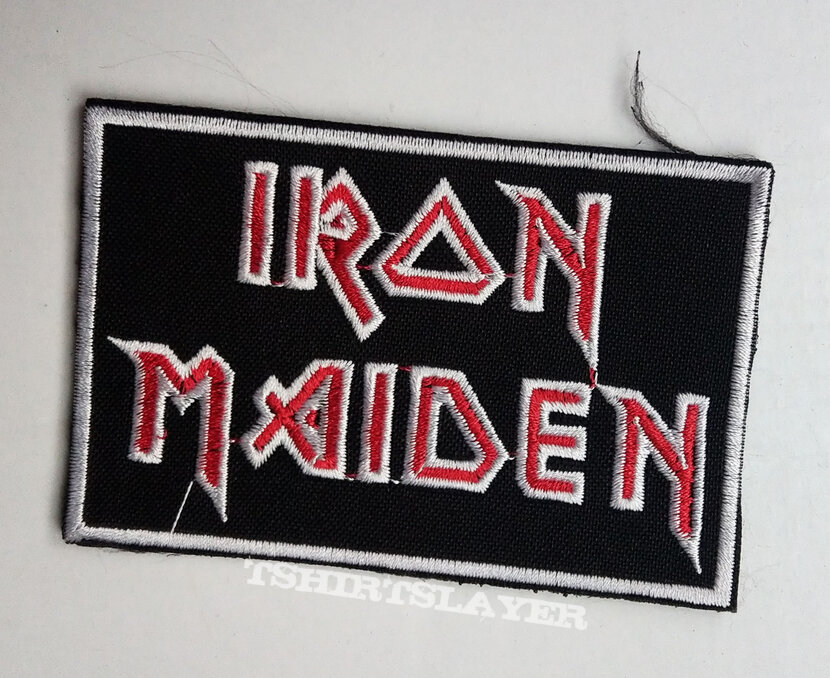 IRON MAIDEN - White+Red Logo 100X65 mm (embroidered)