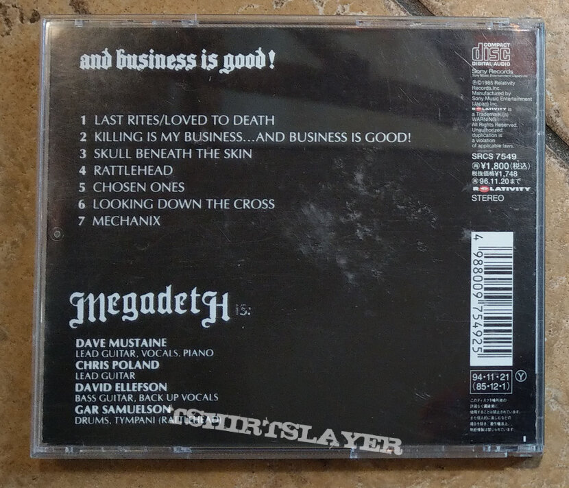 MEGADETH – Killing Is My Business... And Business Is Good! (1st press Japan  CD) | TShirtSlayer TShirt and BattleJacket Gallery