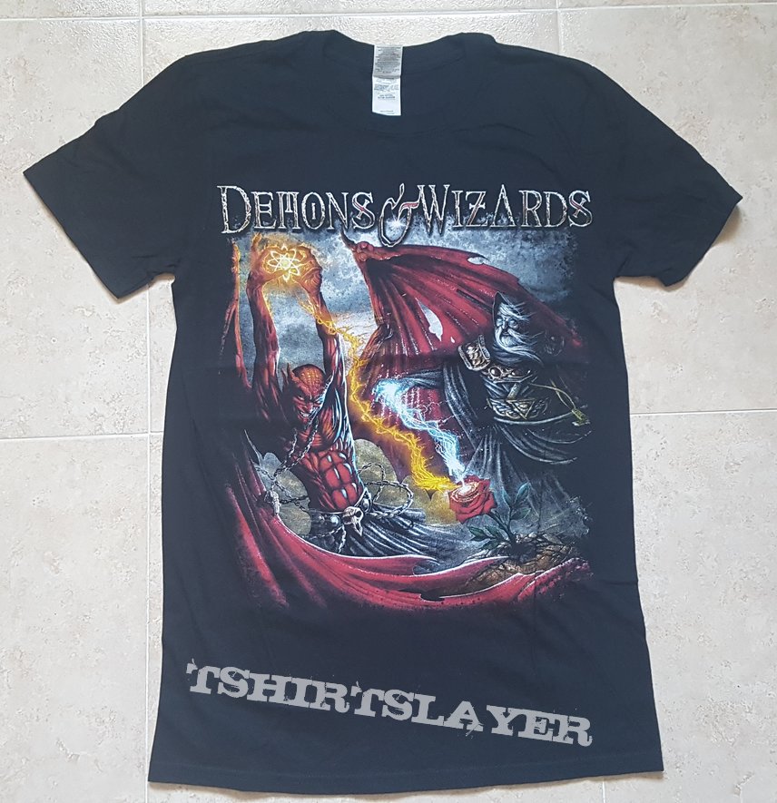 Demons &amp; wizards Skull Fire T shirt