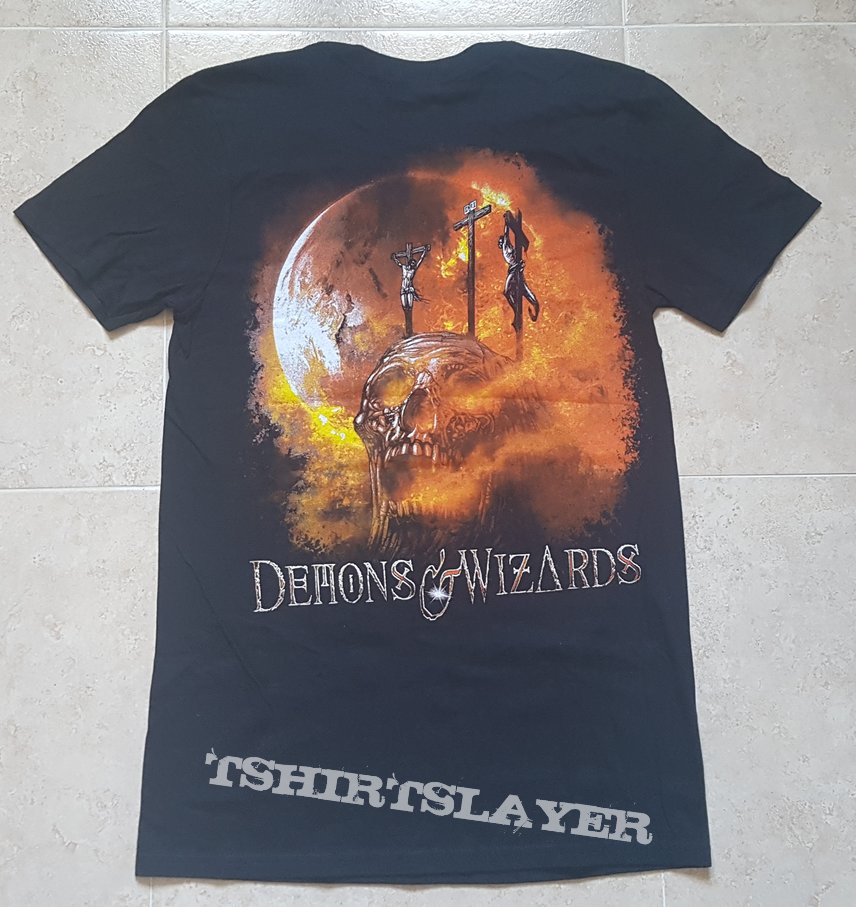 Demons &amp; wizards Skull Fire T shirt