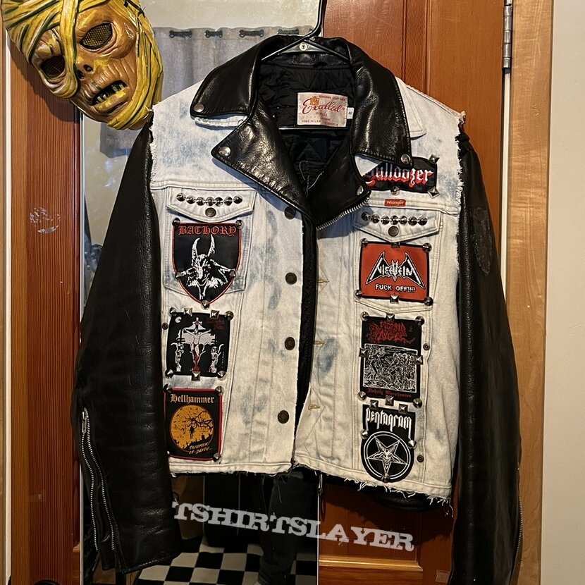 Venom bleached kutte + leather jacket 