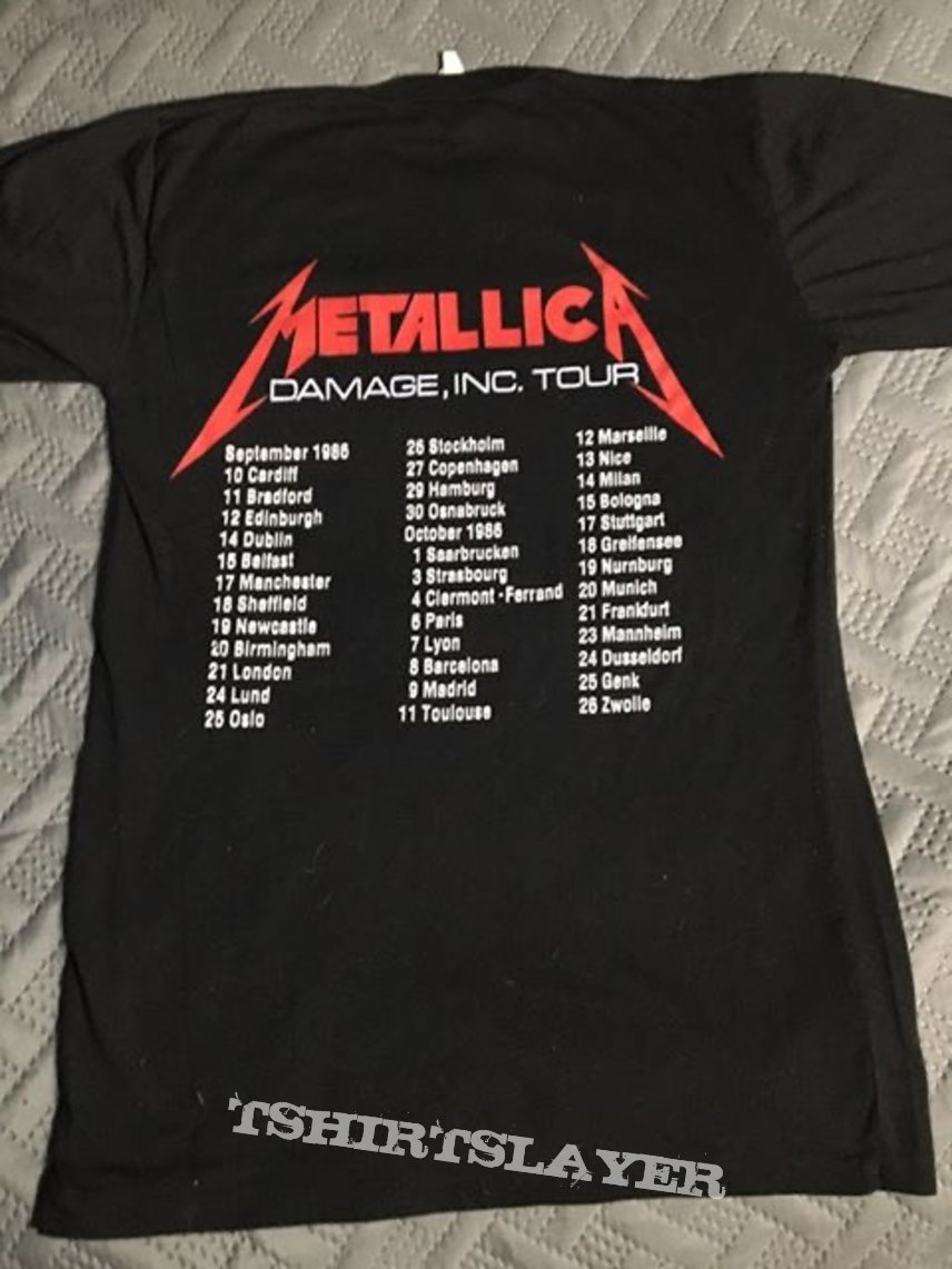 1986 Metallica Damage Inc. Euro Tour Shirt With Cliff’s Last Dates ...