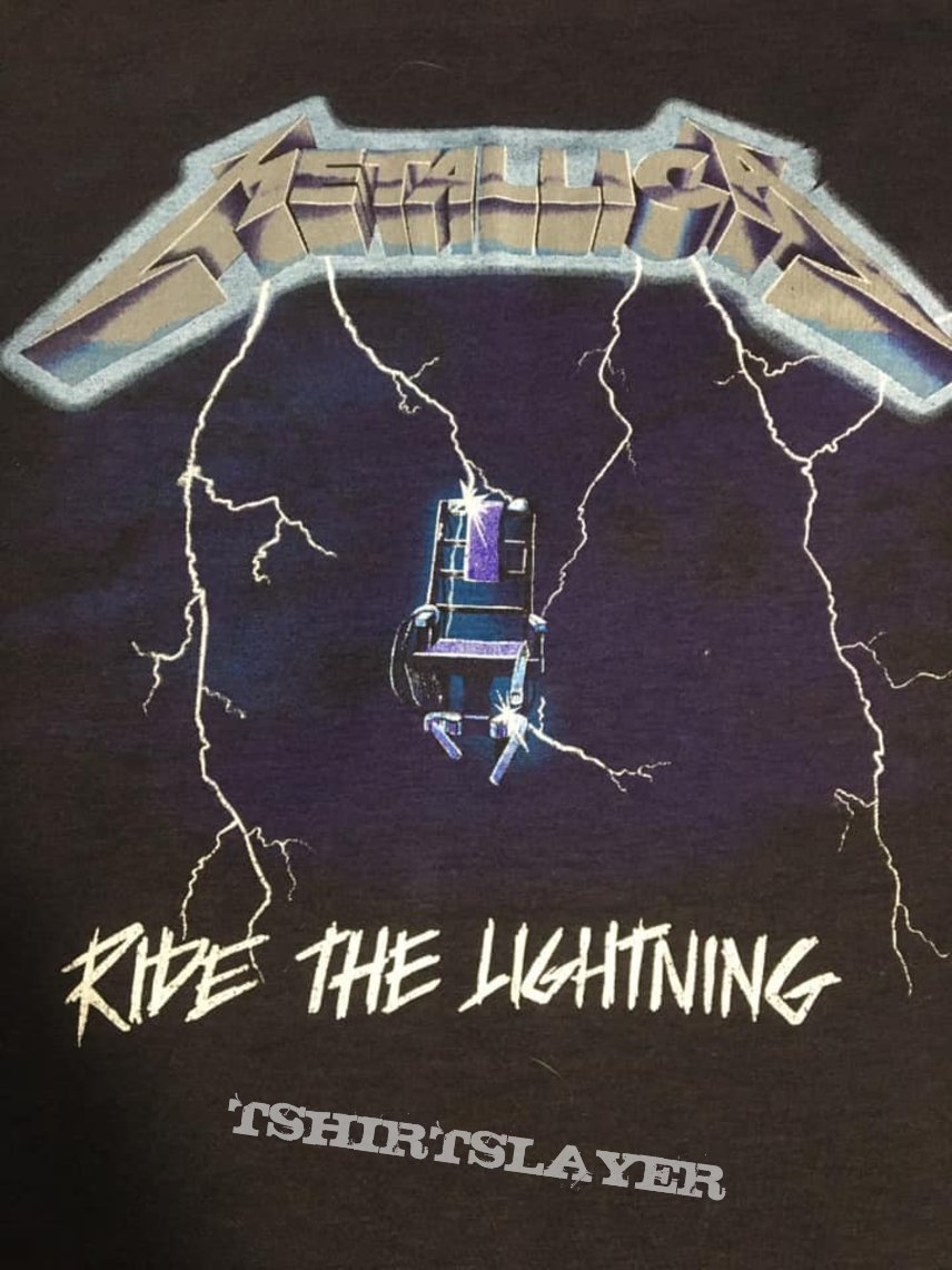 1985 Metallica U.S Ride The Lightning Tour Shirt With Club Dates on Back. (Early version) 1985 Metallica U.S Ride The Lightning Tour Shirt With Club Dates on Back. (Early version)