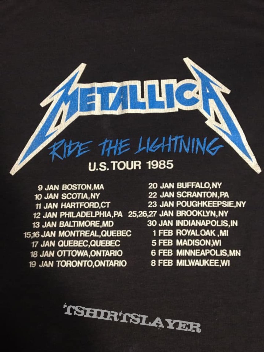 1985 Metallica U.S Ride The Lightning Tour Shirt With Club Dates on ...