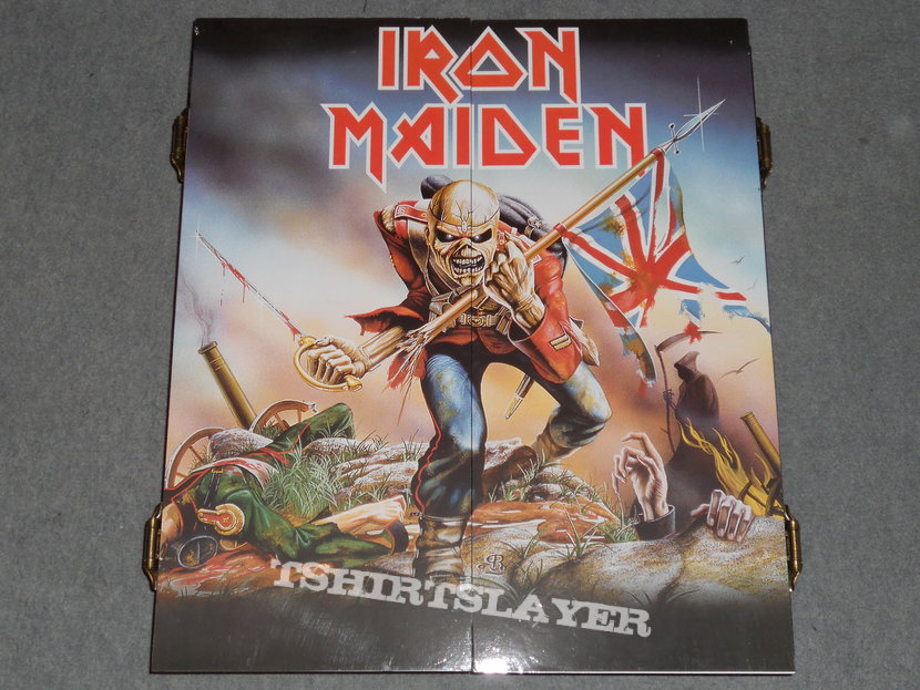 Iron Maiden dart board set including cabinet.
