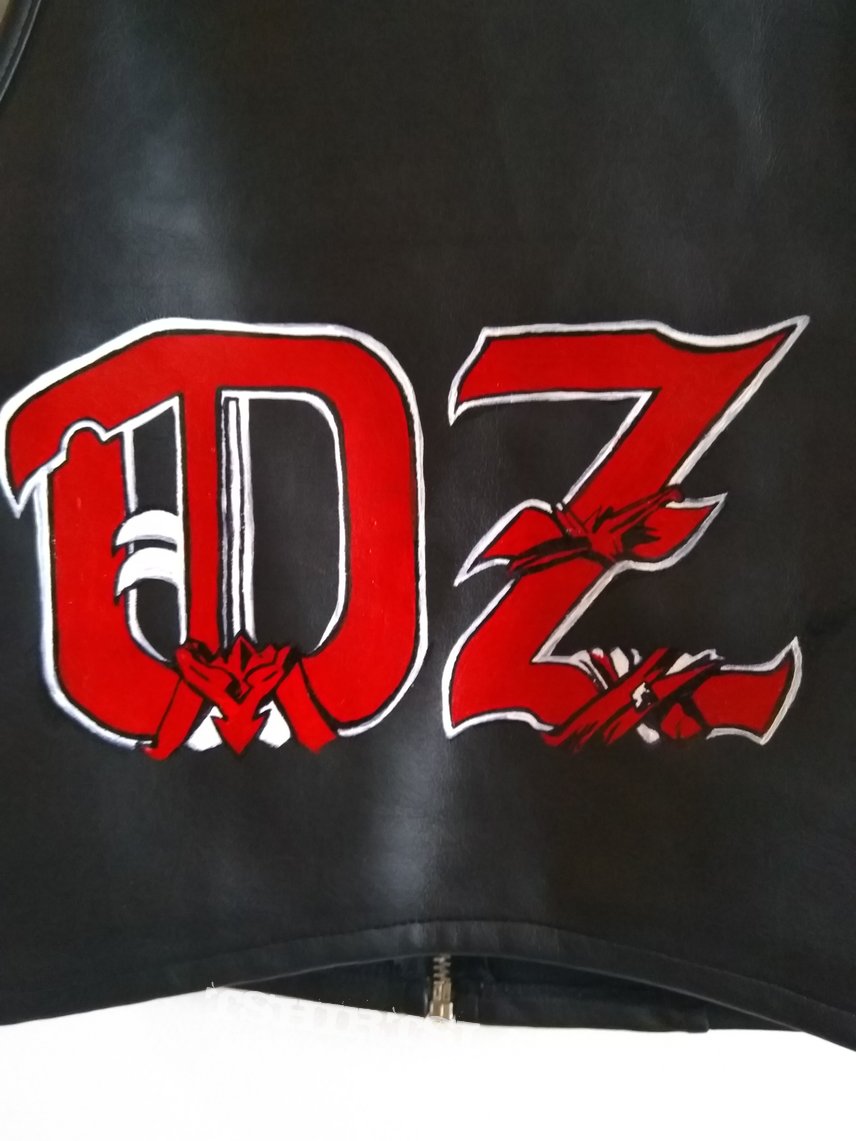oz handpainted logo leather top 