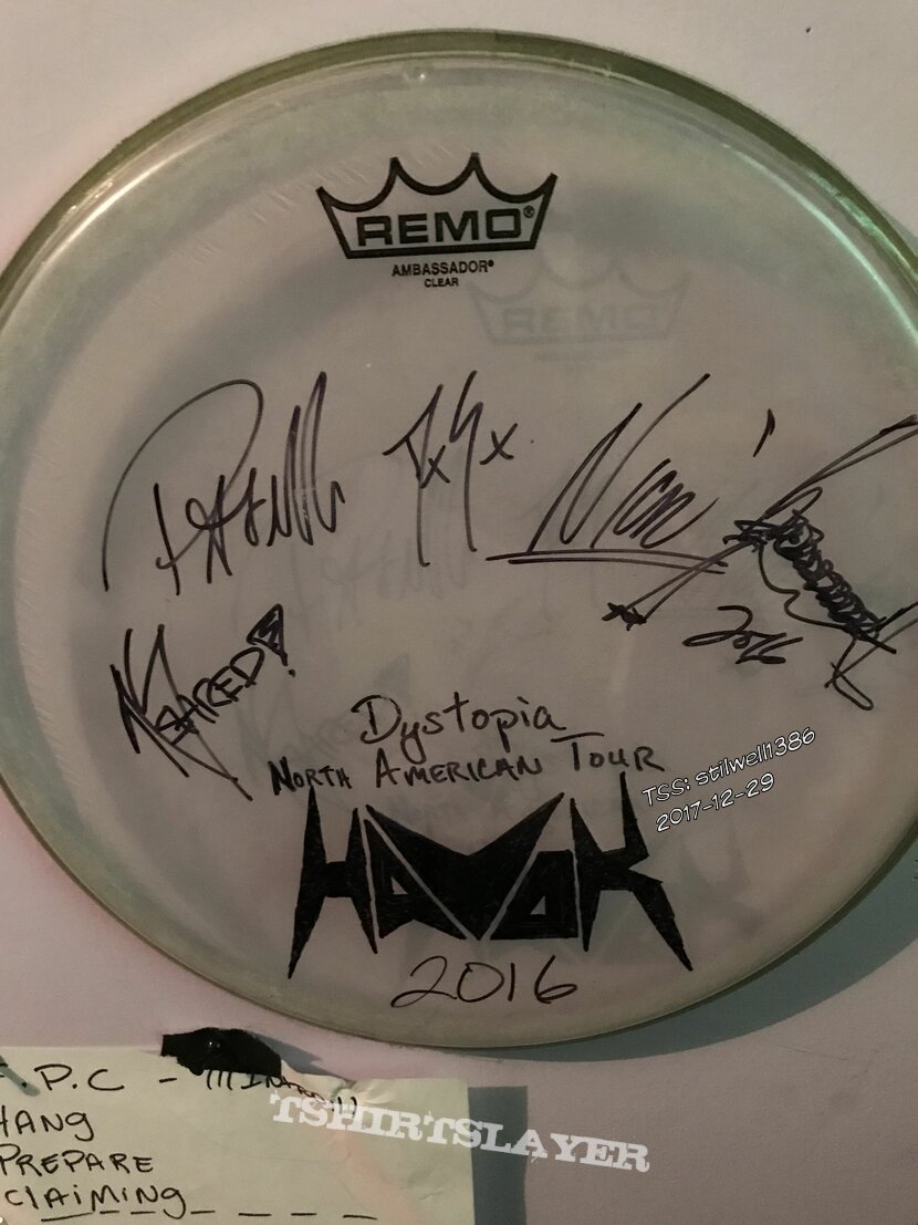 Havok signed drumheads 