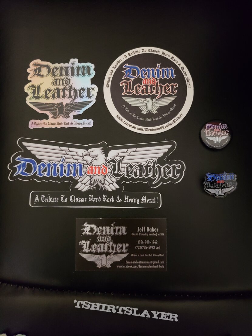 Denim and Leather band pins/badge/coaster/stickers